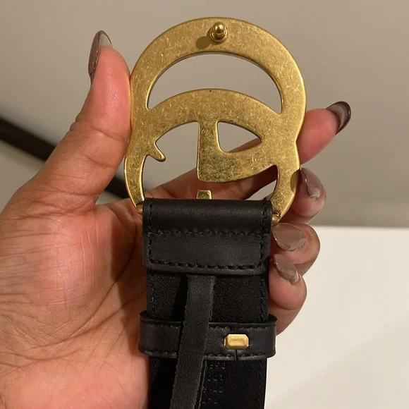Gucci Black Leather Double GG Belt - Picture 5 of 11